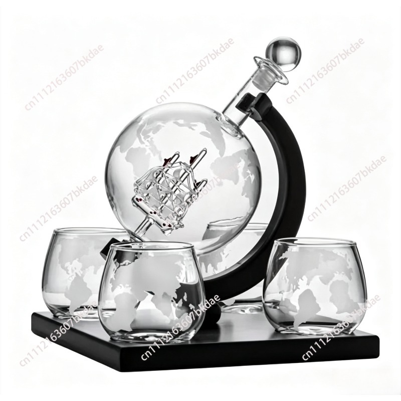 Decanter Globe Set - ชุดขวดไวน์ทรงกลมตกแต่งพร้อมขาตั้ง แก้วไวน์พร้อมฐานสำหรับเป็นของขวัญตกแต่งบาร์ในบ้าน ดีไซน์หรูหรา