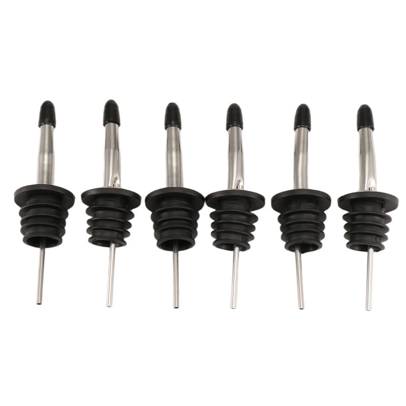 Speed Pourer Cap - ที่รินสแตนเลส 6 ชิ้น, ที่รินแบบเร็ว, ที่รินขวดเหล้าและที่รินน้ำส้มสายชูแบบปลายเรียว, พร้อมฝาปิดกันฝุ่น