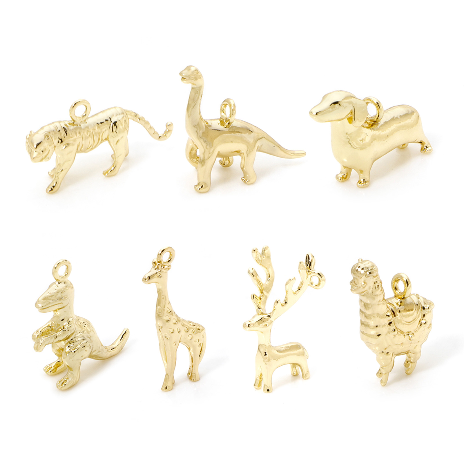Bar Cart Gold - 2pcs สัตว์ทองเหลือง Charms 18k Gold Plated