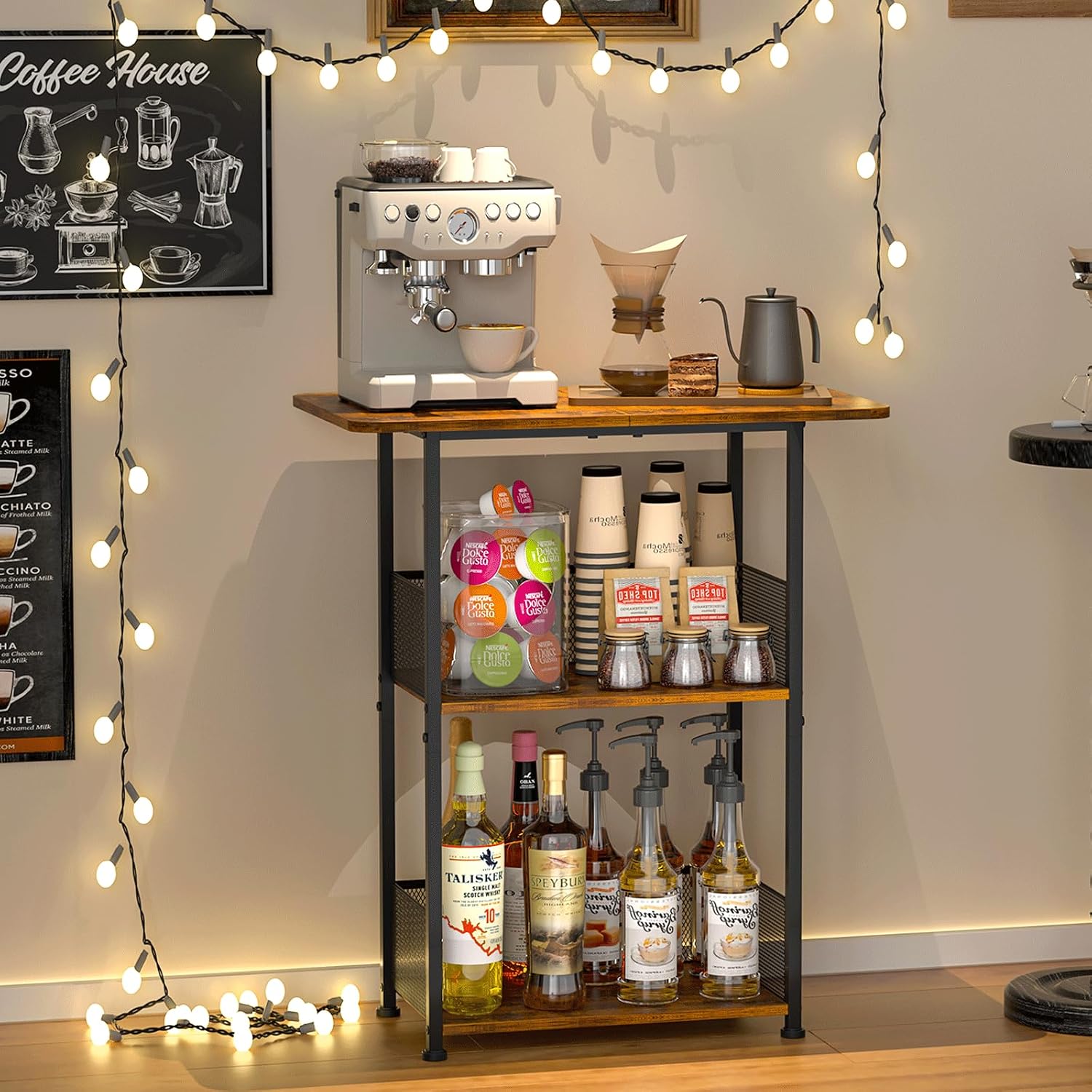 ชั้นวางกาแฟแบบตั้งพื้นขนาดเล็ก - Home Bar Setup บทวิจารณ์และราคา