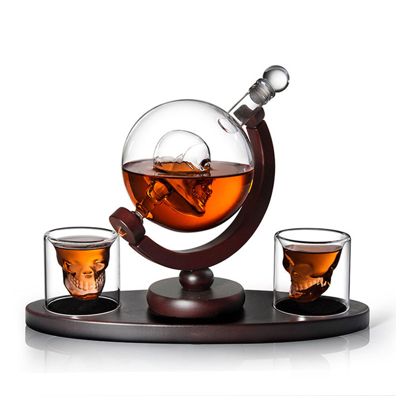 ชุดขวดเหล้ารูปทรงกระโหลกพร้อมฐ - Decanter Globe Set บทวิจารณ์และราคา